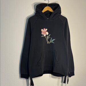 Detache Labs Black Hoodie with Floral Embroidery